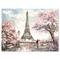 Designart - Eiffel with Pink Flowers - Landscape Canvas Art Print